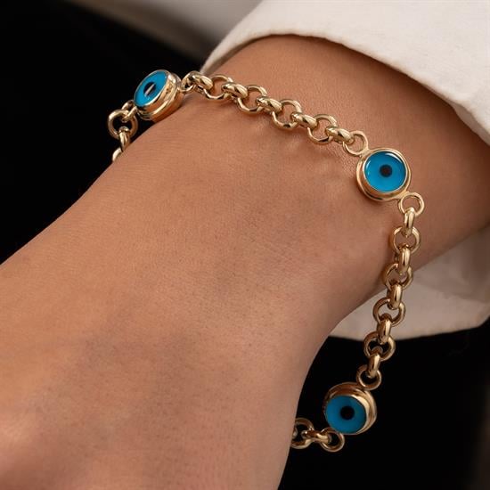 Nazar Boncuklu 14 Ayar Altın Bileklik