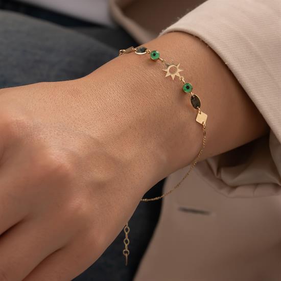 Nazar Boncuklu 14 Ayar Altın Bileklik