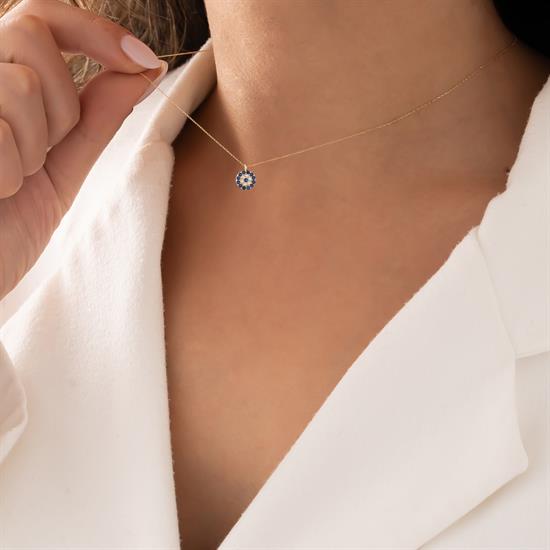 Nazar Boncuklu Kolye Altın 14 Ayar