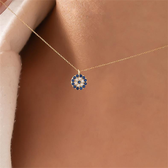 Nazar Boncuklu Kolye Altın 14 Ayar