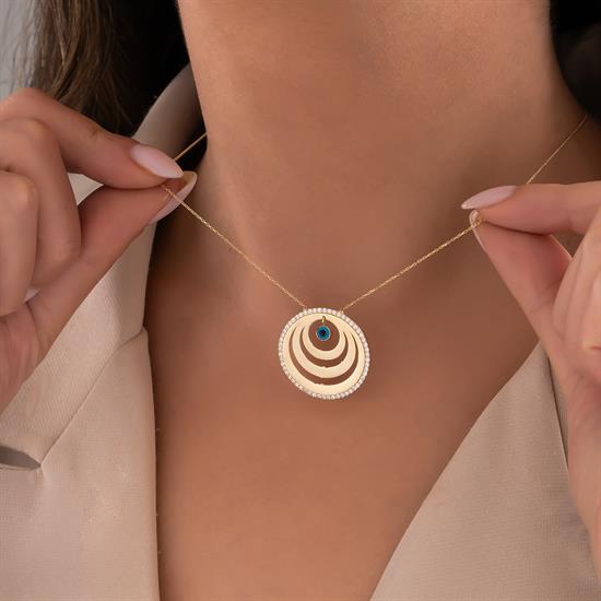 Nazar Boncuklu 14 Ayar Altın Kolye