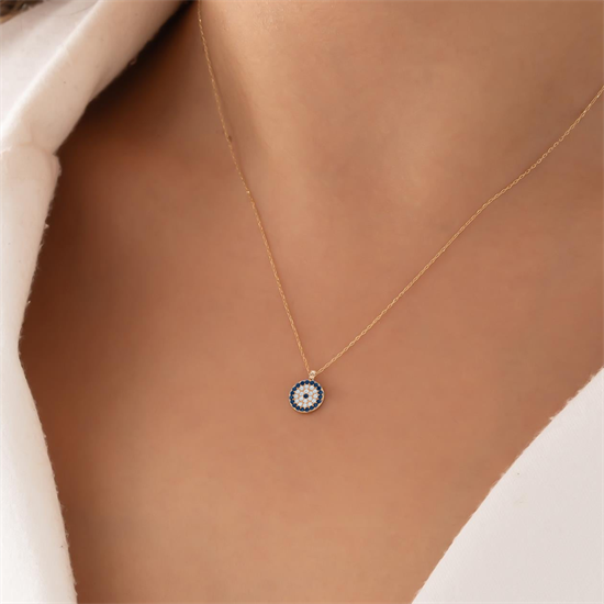 Nazar Boncuklu Kolye 14 Ayar Altın 