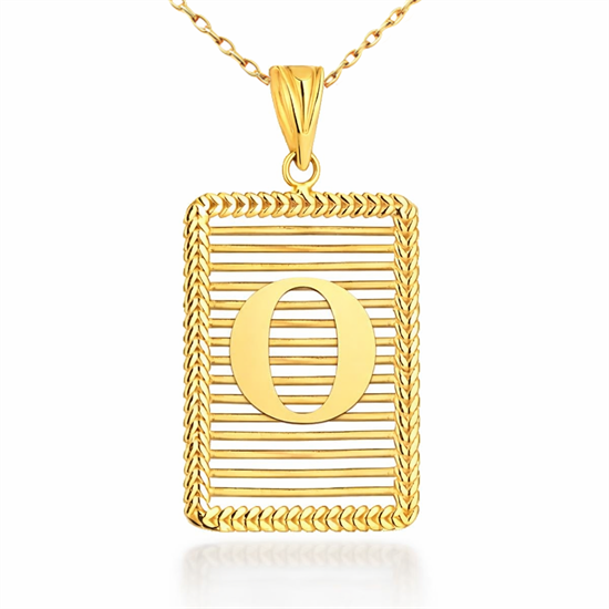 O Harfi Izgara Model 14 Ayar Kolye Ucu