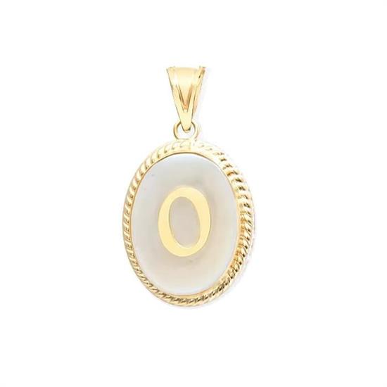 O Harfi Sedefli 14 Ayar Altın Kolye Ucu