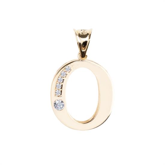 O Harfi Taşlı 14 Ayar Altın Kolye Ucu