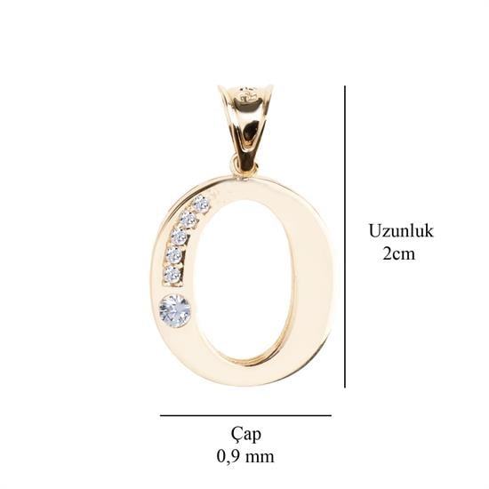 O Harfi Taşlı 14 Ayar Altın Kolye Ucu