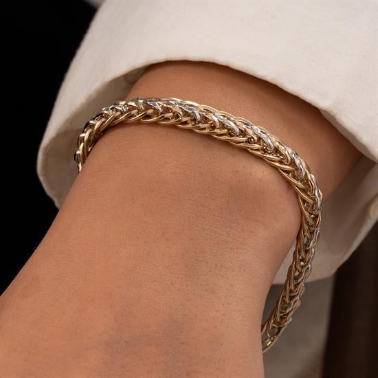 3 Renk Örgü Model 14 Ayar Altın Bileklik