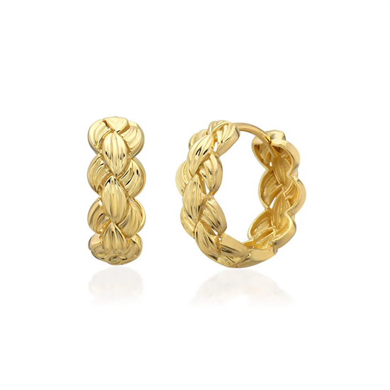 Örgü Model Halka Küpe 14 Ayar Altın