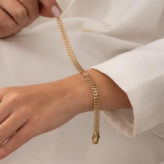 Ortası Taşlı 14 Ayar Altın Bileklik