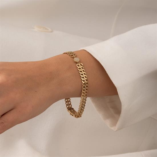 Ortası Taşlı 14 Ayar Altın Bileklik