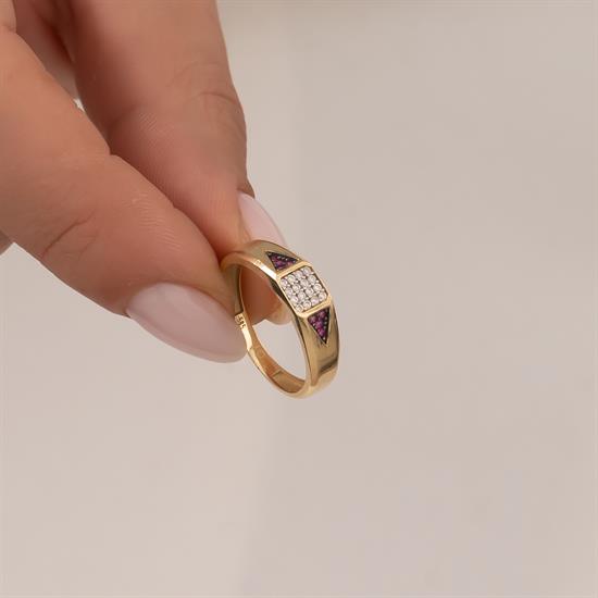 Ortası Taşlı 14 Ayar Altın Yüzük