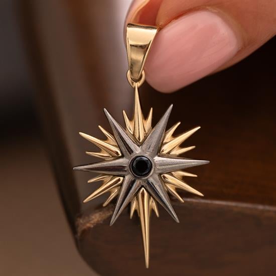 Ortası Taşlı Kuzey Yıldızı 14 Ayar Kolye Ucu