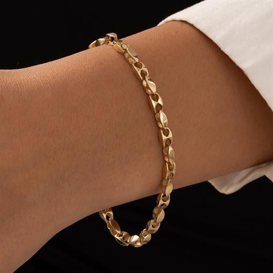 Oval Geçişli 14 Ayar Altın Bileklik 