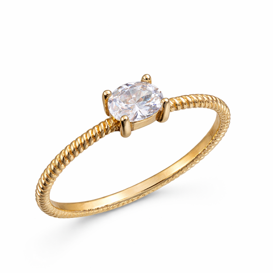 Oval Taşlı Burgu Model 14 Ayar Altın Yüzük