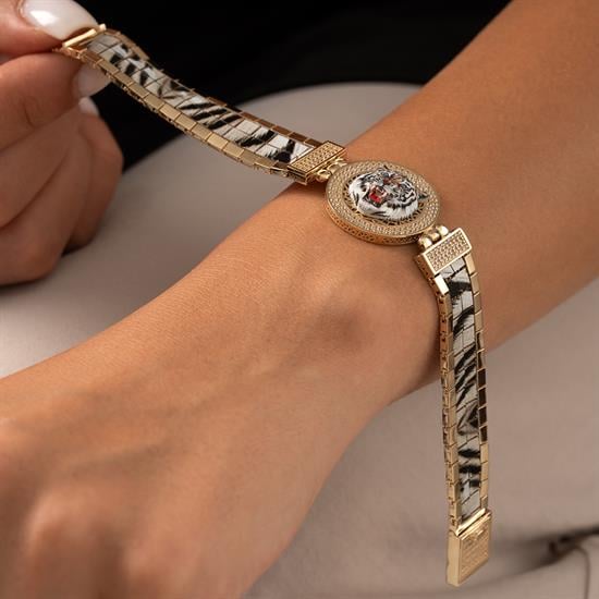 Özel Tasarım Beyaz Kaplan Altın Bileklik