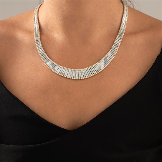 Özel Tasarım Mavi Mineli Altın Kolye