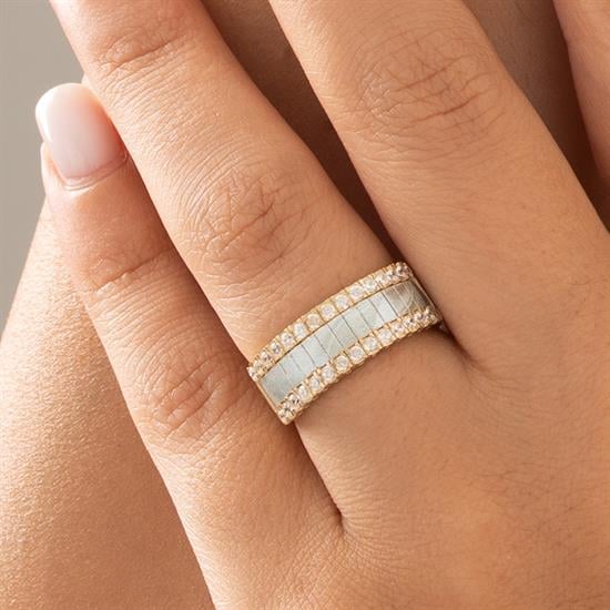 Özel Tasarım Mavi Mineli Altın Yüzük