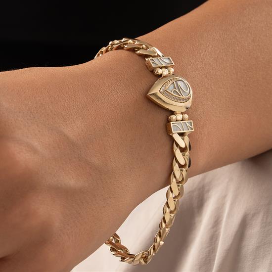 Özel Tasarım Mavi Mineli Damla Model Altın Bileklik