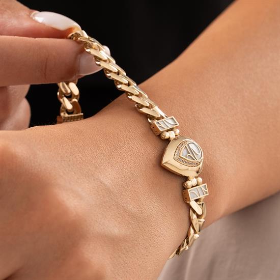 Özel Tasarım Mavi Mineli Damla Model Altın Bileklik