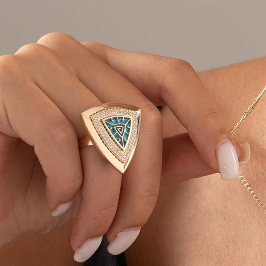 Özel Üçgen Tasarım Altın Yüzük