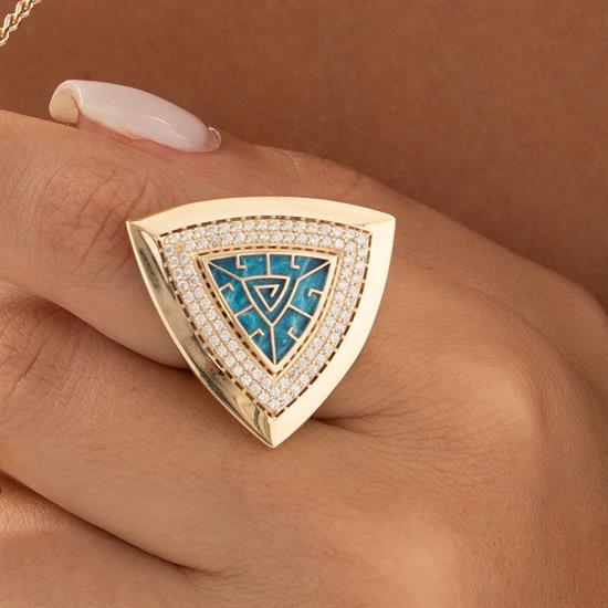 Özel Üçgen Tasarım Altın Yüzük
