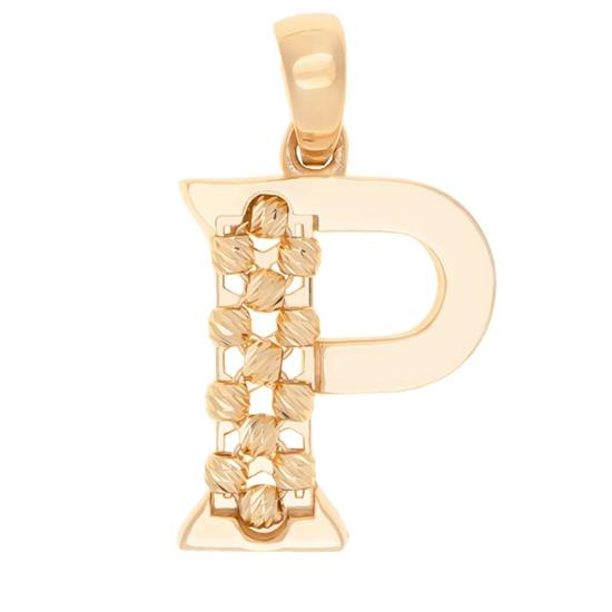 P Harfi Dorika Toplu 14 Ayar Altın Kolye Ucu