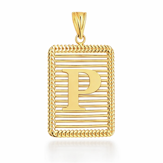 P Harfi Izgara Model 14 Ayar Kolye Ucu