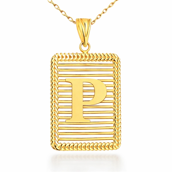 P Harfi Izgara Model 14 Ayar Kolye Ucu