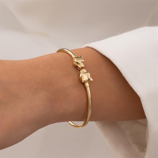 Panter Figürlü 14 Ayar Altın Kelepçe