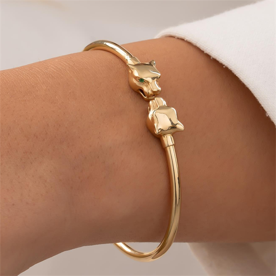 Panter Figürlü 14 Ayar Altın Kelepçe