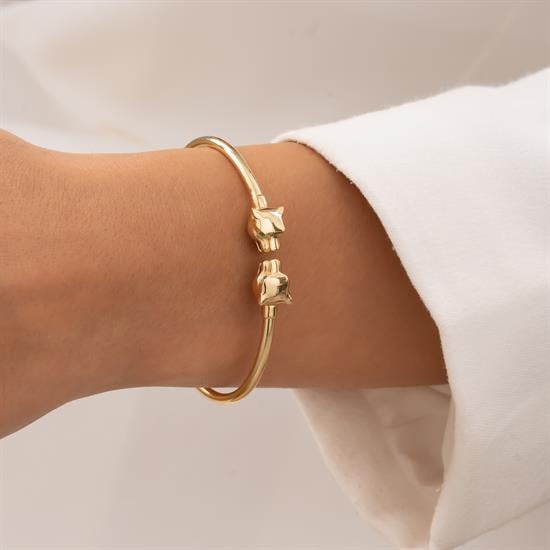 Panter Figürlü 14 Ayar Altın Kelepçe