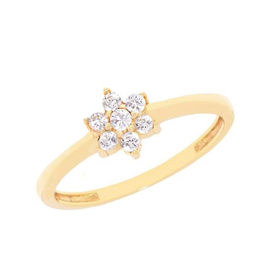 Papatya Beyaz Taşlı 14 Ayar Altın Yüzük