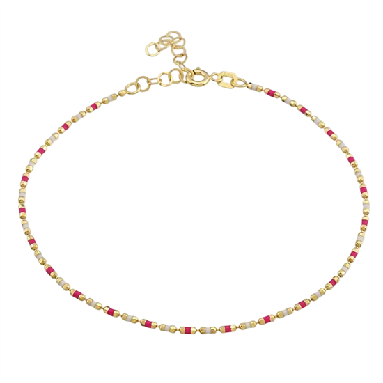 Pembe Beyaz Mineli 14 Ayar Altın Bileklik