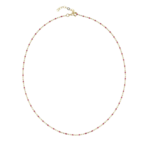 Pembe Beyaz Mineli 14 Ayar Altın Zincir