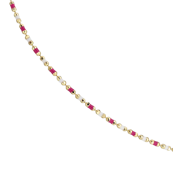 Pembe Beyaz Mineli 14 Ayar Altın Zincir