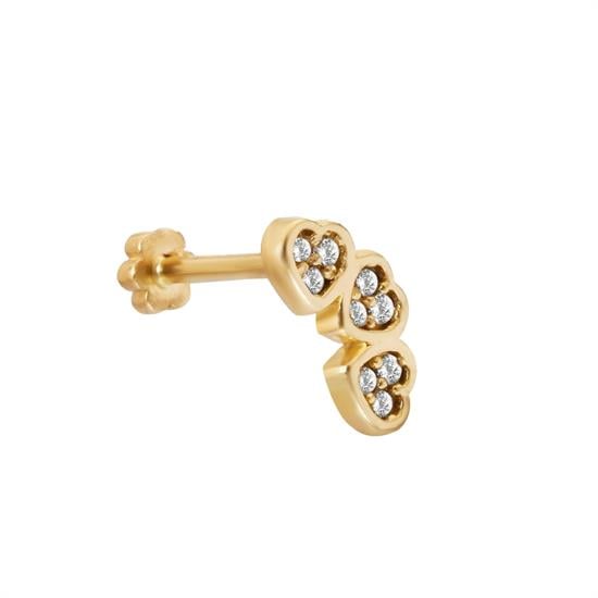 Piercing Üç Kalpli 14 Ayar Altın