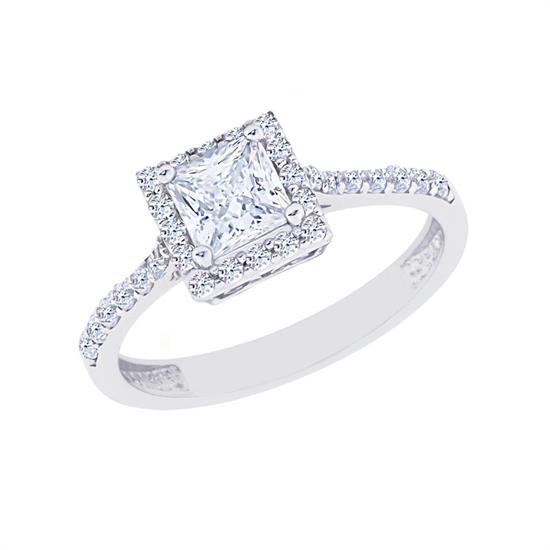 Prenses Beyaz Baget 14 Ayar Altın Yüzük