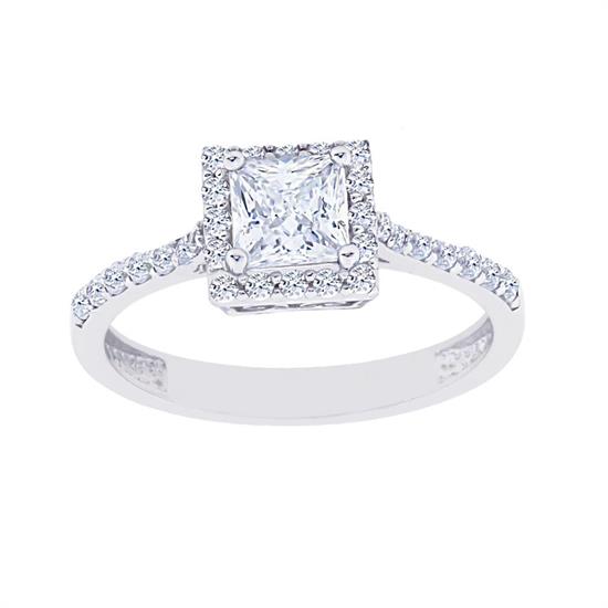 Prenses Beyaz Baget 14 Ayar Altın Yüzük