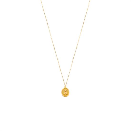 Pres A Harfi Kolye Ucu 14 Ayar Altın