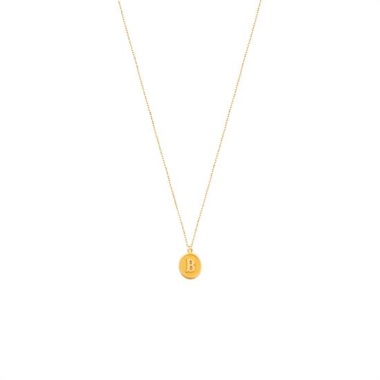 Pres B Harfi Kolye Ucu 14 Ayar Altın
