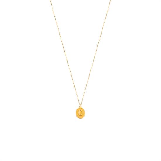 Pres C Harfi Kolye Ucu 14 Ayar Altın