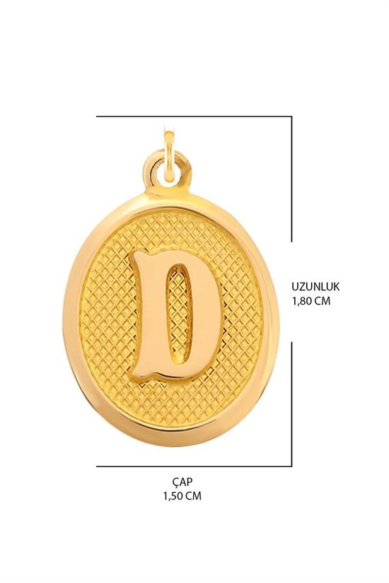 Pres D Harfi Kolye Ucu 14 Ayar Altın