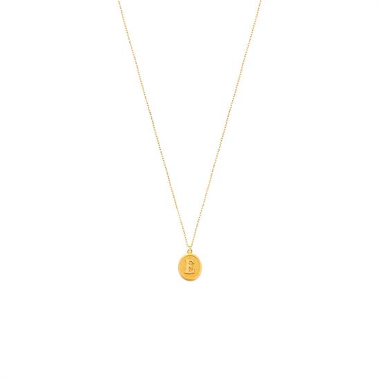 Pres E Harfi Kolye Ucu 14 Ayar Altın