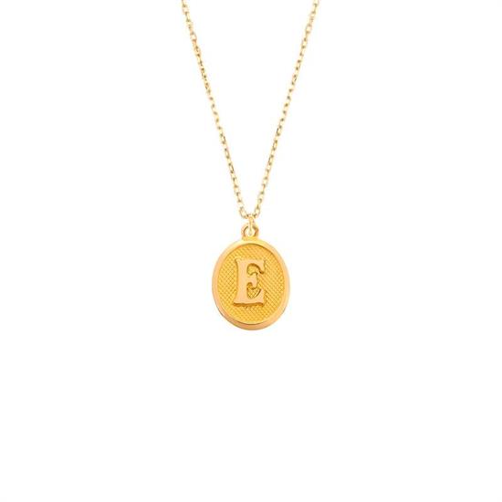 Pres E Harfi Kolye Ucu 14 Ayar Altın