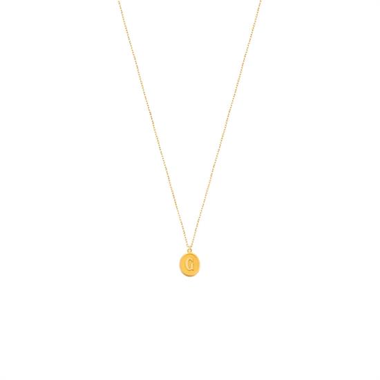 Pres G Harfi Kolye Ucu 14 Ayar Altın