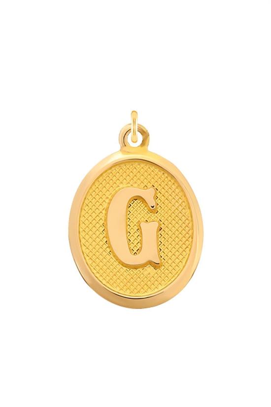 Pres G Harfi Kolye Ucu 14 Ayar Altın