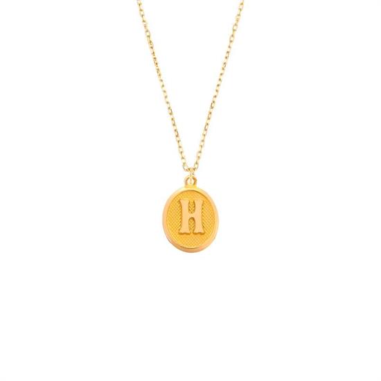 Pres H Harfi Kolye Ucu 14 Ayar Altın