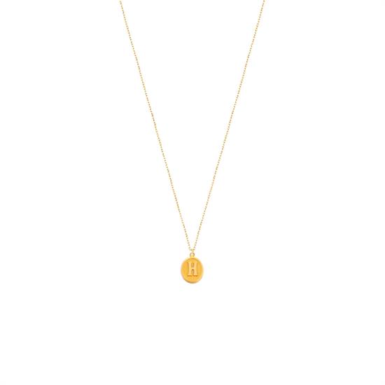Pres H Harfi Kolye Ucu 14 Ayar Altın