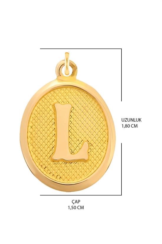 Pres L Harfi Kolye Ucu 14 Ayar Altın