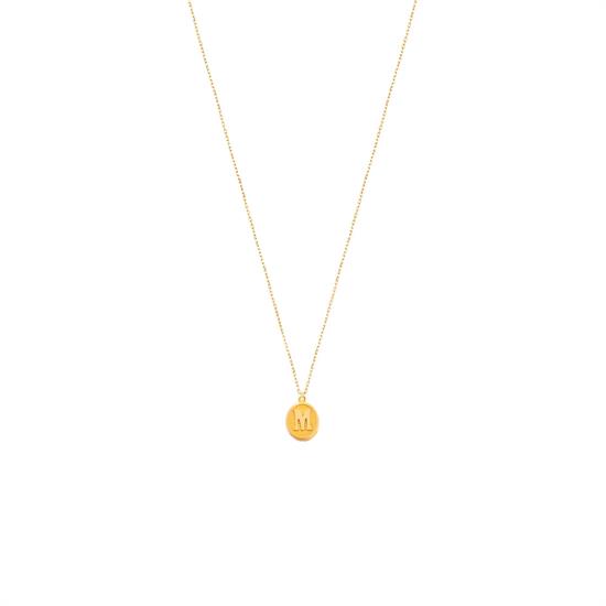 Pres M Harfi Kolye Ucu 14 Ayar Altın